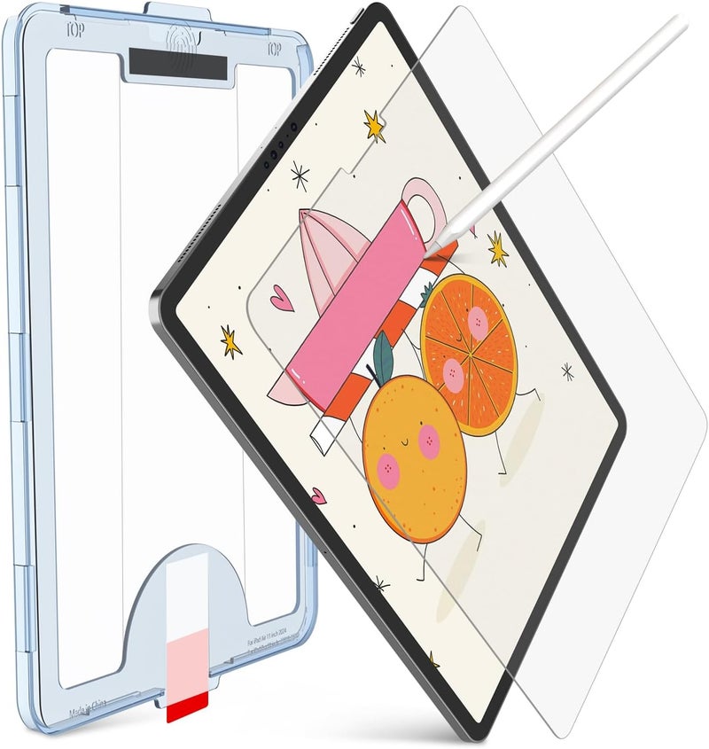KCT Paperfeel Glass Screen Protector Compatible with iPad Pro 11 inch (2022&2021&2020&2018) / iPad Air 5th/4th (10.9 inch, 2022/2020) Draw as Paper, Anti Glare, EZ Kit | Tempered Glass, Screen Protector, Draw as Paper, with Matte Surface, EZ Kit - Image 1
